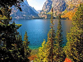 Blue mountain lake, blue, summer, autumn, nature, peaceful, lake, mountain HD wallpaper