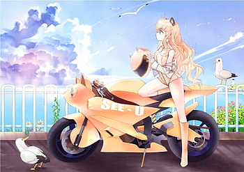 Neko Bike, nekomimi, cute, seeu, motorcycle, vocaloid, long hair, scenery, vocaloids, scenic, bike, water, ocean, cloud, female, sexy, sea, scene, bird, neko mimi, hot, girl, anime girl, neko, anime, light, view, sky, motorbike HD wallpaper