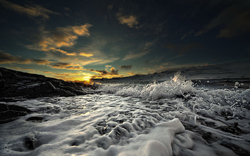 Landscape, Sunset, Sea HD wallpaper