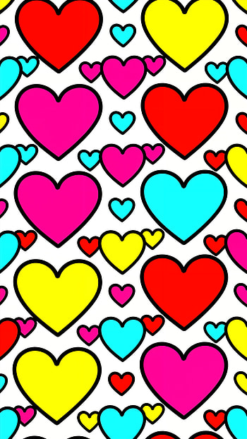 Neon Pop Heart Pattern , Colorful, Love HD phone wallpaper