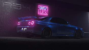 R34 , Purple Nissan Skyline HD wallpaper