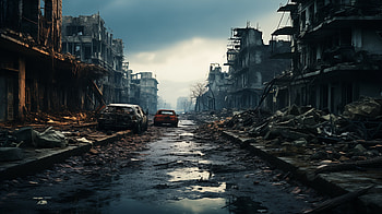 War-Torn Cityscape | Destruction and Desolation Background, destruction, war, artistic, city HD wallpaper