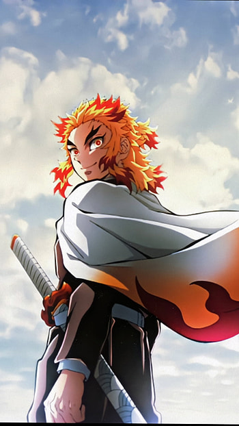 kimetsu no yaiba, kyojuro rengoku, demon slayer, japan, , designs, , anime HD phone wallpaper