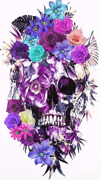Passionately, sugar skull, purple, colorful, flower HD phone wallpaper