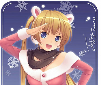 Anime, cute, animal ears, snow HD wallpaper