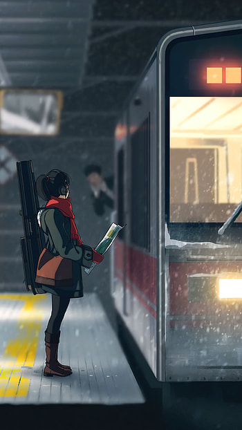 Anime girl, automotive lighting, passenger car HD phone wallpaper