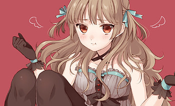 Red eyes, cute, anime girl, angry HD wallpaper