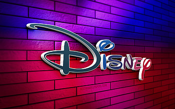 Disney 3D logo, , colorful brickwall, creative, brands, Disney logo, 3D art, Disney HD wallpaper