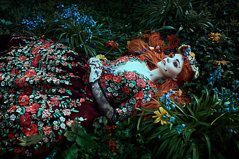 :), model, ophelia, flower, bella kotak, girl, redhead, woman, jodi lakin HD wallpaper