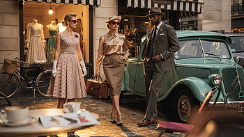 Vintage Fashion: Timeless Street Glamour, Vintage Fashion, Classic Car HD wallpaper