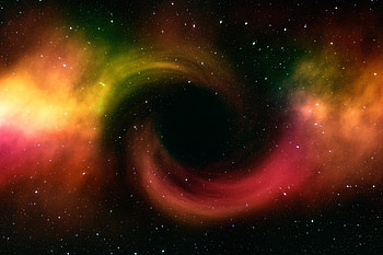Black hole, colorful, clouds, cosmos, art HD wallpaper