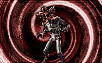 Demogorgon, red grunge background, Fortnite, vortex, Fortnite characters, Demogorgon Skin, Fortnite Battle Royale, Demogorgon Fortnite HD wallpaper