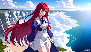 A girl on the top of a cliff, AI Art, Anime, girl, anime girl HD wallpaper