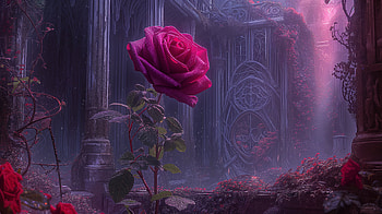 Enchanted Red Rose in Mystic Garden, rose, red rose, enchanted rose, flower, nature HD wallpaper