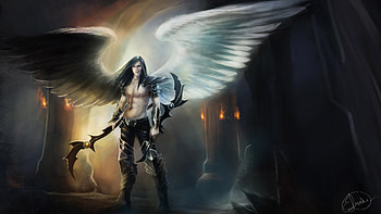Angel Warrior Fantasy Man Wings, angel, warrior, fantasy, wings, artist, art, digital-art, deviantart HD wallpaper