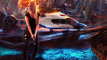 Scifi Girl With Gun, scifi, cyberpunk, artist, artwork, digital-art HD wallpaper