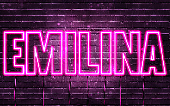 Emilina, , with names, female names, Emilina name, purple neon lights, Emilina Birtay, Happy Birtay Emilina, popular italian female names, with Emilina name HD wallpaper