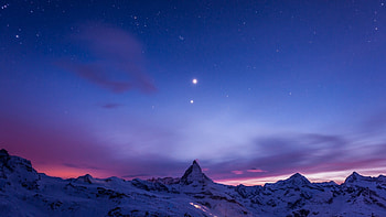 Mountains Night, night, nature, mountains, snow HD wallpaper