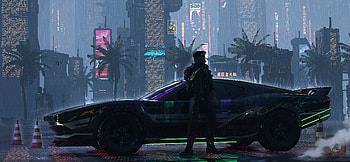 Cyberpunk 2077 Car In Neon City, cyberpunk-2077, games, artwork, art, digital-art, video-games, artstation HD wallpaper