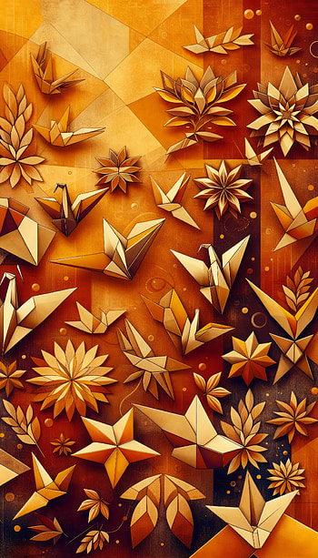 Abstract Origami Flowers , origami, flower, geometry, orange (Color), pattern HD phone wallpaper