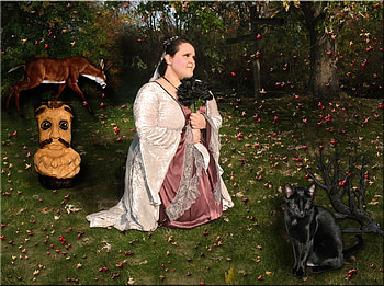 maiden of autumn, night, lady, graphy, maide, autumn, dark, female HD wallpaper