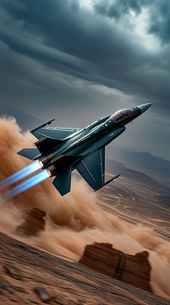 Jet Fighter Sky Surge: Dynamic , jet fighter, desert, sky HD phone wallpaper