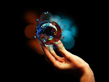 Fantasy, butterflies, creative, graphy, hand HD wallpaper
