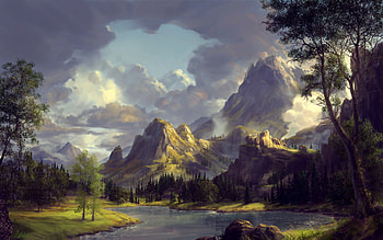 Majestic Mountain Landscape: Artistic, artistic, landscape HD wallpaper