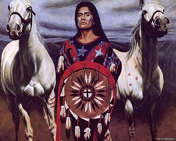 Native with Horses, art, sky, Native, people, Horses HD wallpaper