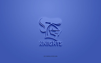 Newcastle Knights, creative 3D logo, blue background, National Rugby League, 3d emblem, NRL, Australian rugby league, Newcastle, Australia, 3d art, rugby, Newcastle Knights 3d logo HD wallpaper