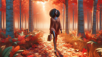 Walk woman, Autumn, woman, forest HD wallpaper