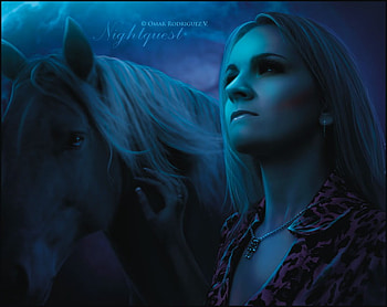 Nightquest, animal, blue, girl, horse HD wallpaper