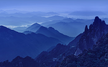 Cold night, mountains, horizon, nature HD wallpaper