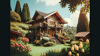 **Dreamy Vacation Home: A Escape into Nature**, house, garden, nature, Landscaping HD wallpaper