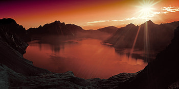 Sunset Lake Mountain Scenery Landscape Nature , sunset, lake, mountains, landscape, nature HD wallpaper