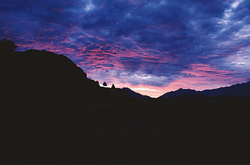 Sunset, Sky, Mountains, Clouds, Dark HD wallpaper