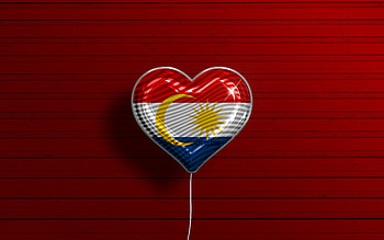 I Love Labuan, , realistic balloons, red wooden background, Day of Labuan, malaysian states, flag of Labuan, Malaysia, balloon with flag, States of Malaysia, Labuan flag, Labuan HD wallpaper