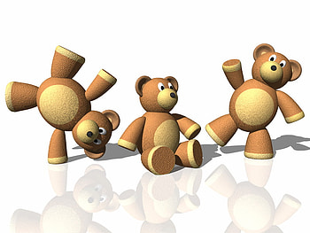 Three Teddybears, bears, teddy, abstract, 3d HD wallpaper