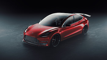 Tesla, sport car, artwork, red HD wallpaper