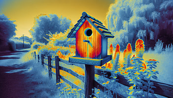 Enchanting Birdhouse in Surreal Garden, bird house, garden, nature, colorful, landscape HD wallpaper