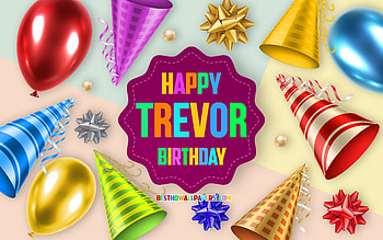 Happy Birtay Trevor, , Birtay Balloon Background, Trevor, creative art, Happy Trevor birtay, silk bows, Trevor Birtay, Birtay Party Background HD wallpaper