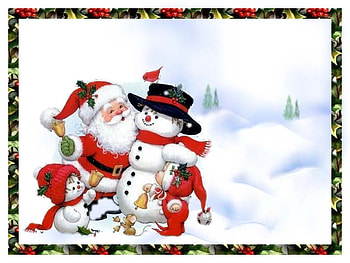 Santa and snowman, winter, snowman, santa, collage HD wallpaper