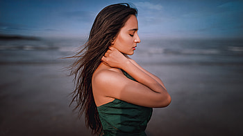 Girl Closed Eyes Long Hair Side Pose , girls, model HD wallpaper