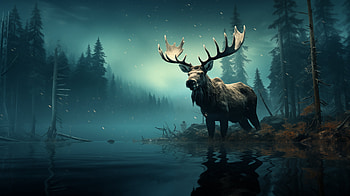 Majestic Moose in Misty Forest, Animal, moose HD wallpaper