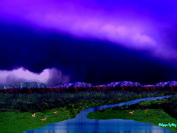 Storm Approaching, Storms, Rivers, Water, Mountains, Horses HD wallpaper