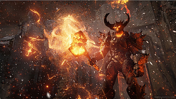 Fire Monster, monster, elemental, fire, dark, demon HD wallpaper
