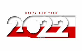 Happy New Year 2022 Poland, white background, Poland 2022, Poland 2022 New Year, 2022 concepts, Poland, Flag of Poland HD wallpaper