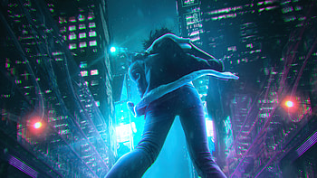 On Runaway, neon, cyberpunk, scifi, artist, artwork, digital-art HD wallpaper