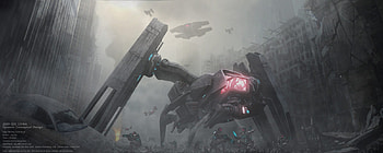 attack of the robots, robots, city, attack, foggy HD wallpaper