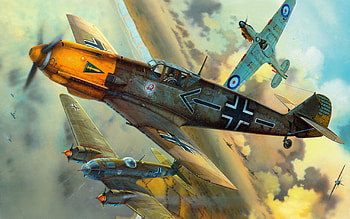 Messerschmitt, Messerschmitt Bf 109, Luftwaffe, Aircraft, Military, Artwork, Military Aircraft, World War II, Germany, Heinkel, Heinkel He 111, ... HD wallpaper